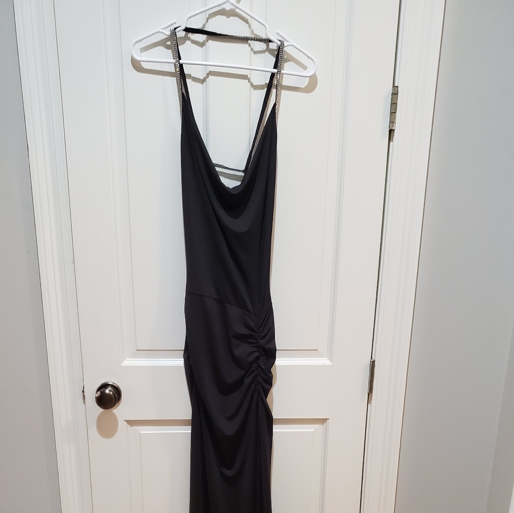 Angl Black Formal Gown, Side Slit
